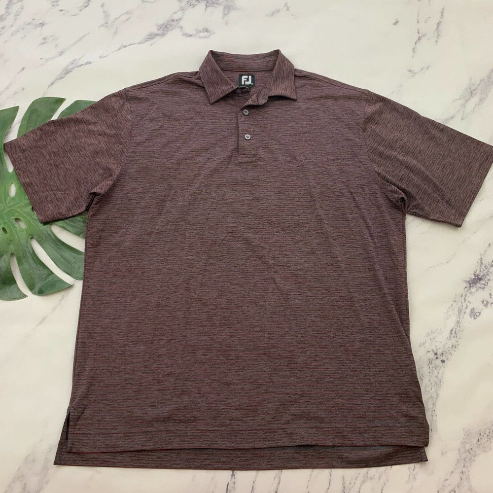 Foot Joy Mens Polo Shirt Size XL Gray Red Stripe Short Sleeve Golf